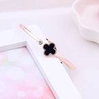 Clover Stainless Steel Flower Rose Gold Black Openable Slim Kada Bangle Women