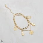Stainless Steel Gold Lock Heart Link Chain Bracelet Women Bulk