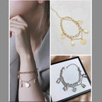 Stainless Steel Gold Lock Heart Link Chain Bracelet Women Bulk