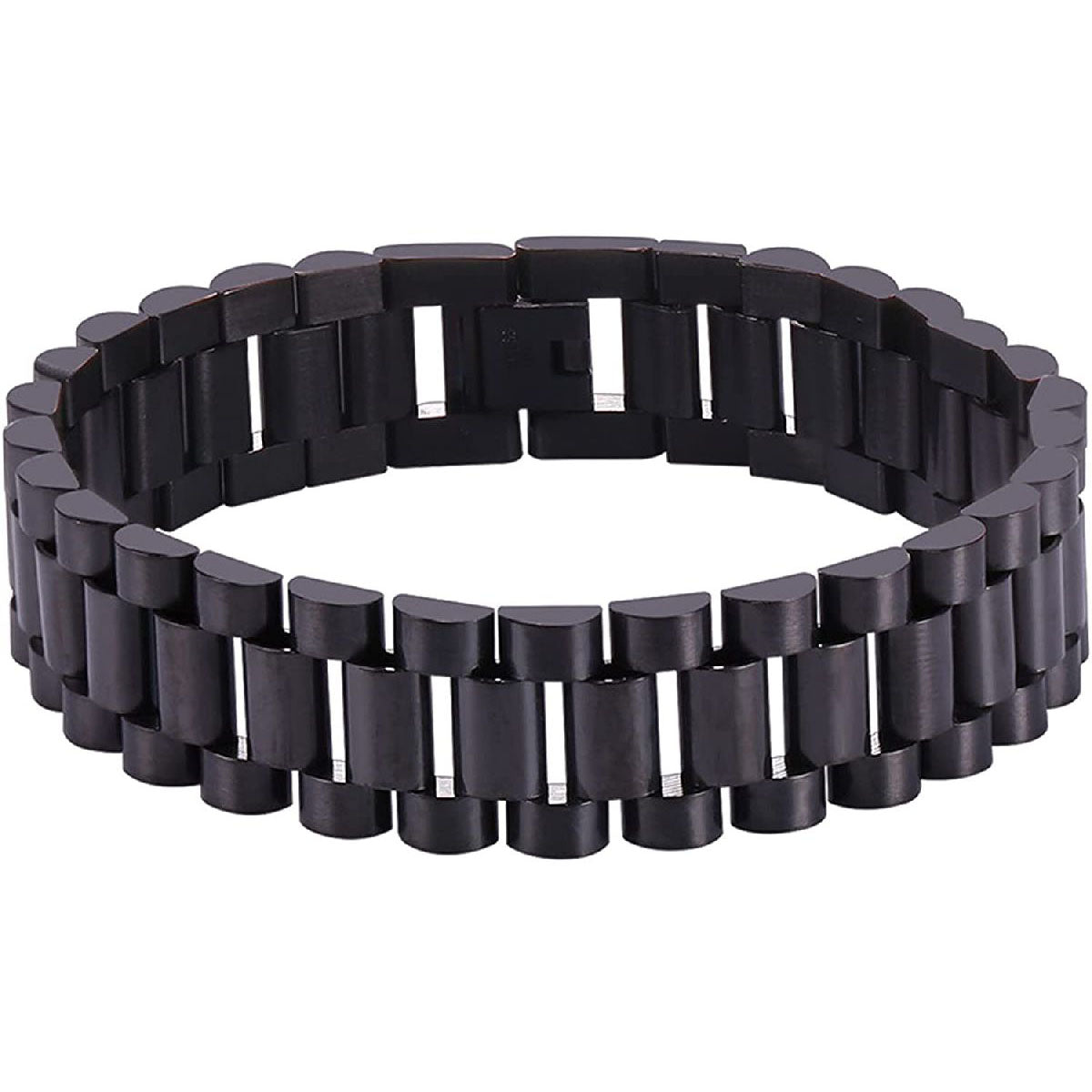 Stainless Steel Black Silver Watch Belt Strap Bracelet For Men Bulk