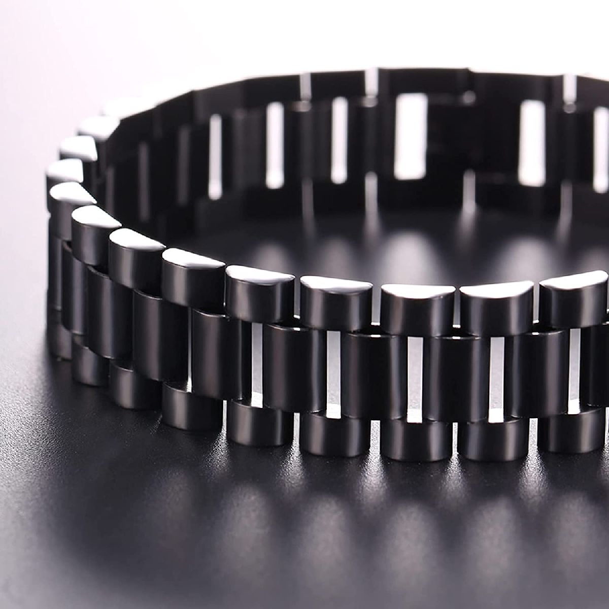 Stainless Steel Black Silver Watch Belt Strap Bracelet For Men Bulk