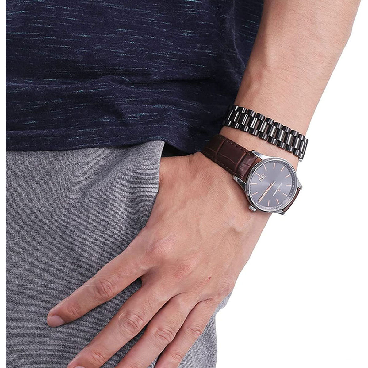 Stainless Steel Black Silver Watch Belt Strap Bracelet For Men Bulk