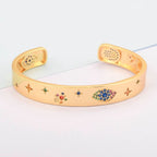Copper Crystal Gold Blue Evil Eye Cuff Kada For Women Bulk