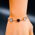 Roman Rose Gold White Black Stainless Steel Bracelet For Women Bulk