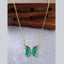 Butterfly Brass Green Crystal Pendant Chain Necklace For Women Bulk