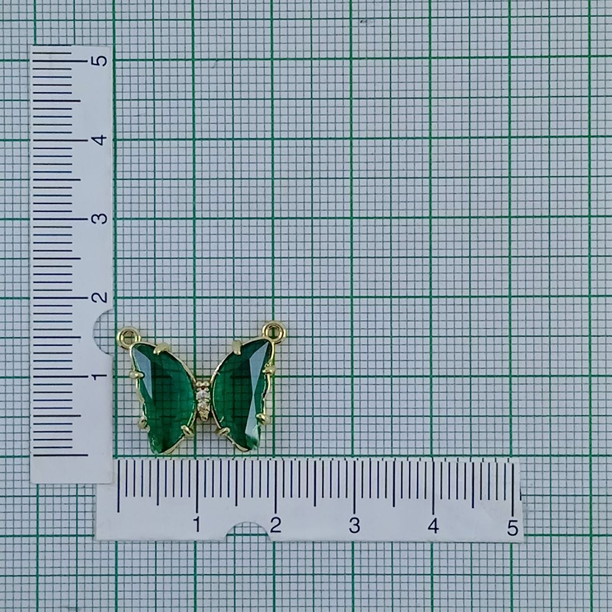 Butterfly Brass Green Crystal Pendant Chain Necklace For Women Bulk