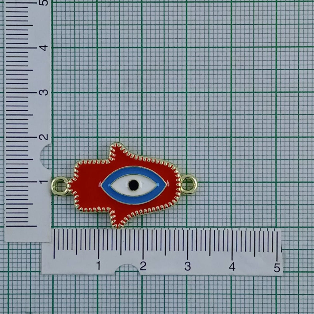 Hamsa Evil Eye Brass Red Enamel Pendant Chain Necklace For Women Bulk