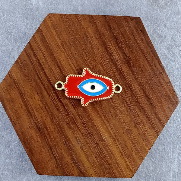 Hamsa Evil Eye Brass Red Enamel Pendant Centre Pcs For Women Bulk Main image