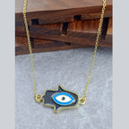 Hamsa Evil Eye Brass Red Enamel Pendant Chain Necklace For Women Bulk