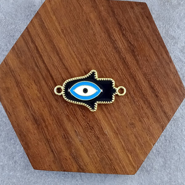 Hamsa Evil Eye Brass Black Enamel Pendant Centre Pcs For Women Bulk Main image