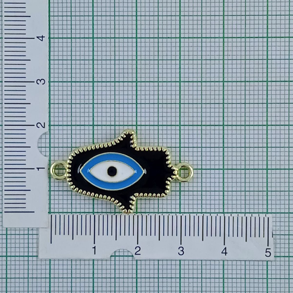 Hamsa Evil Eye Brass Black Enamel Pendant Centre Pcs For Women Bulk