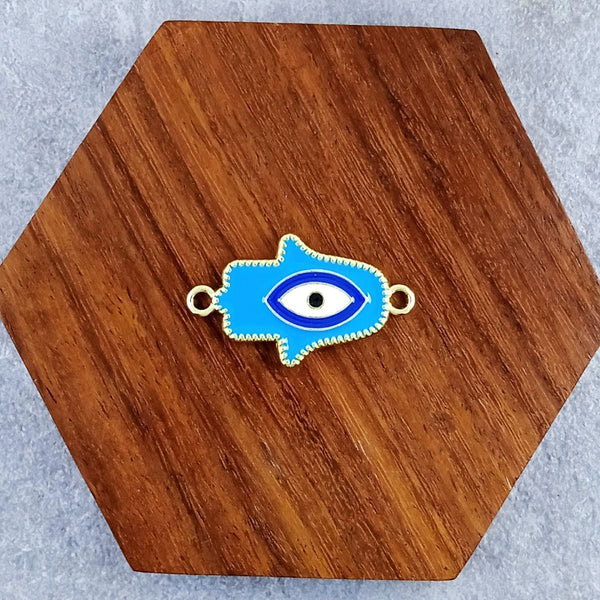 Hamsa Evil Eye Brass Blue Enamel Pendant Centre Pcs For Women Bulk Main image