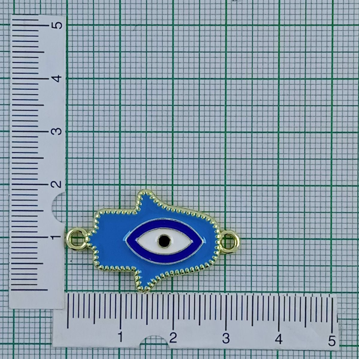 Hamsa Evil Eye Brass Blue Enamel Pendant Centre Pcs For Women Bulk