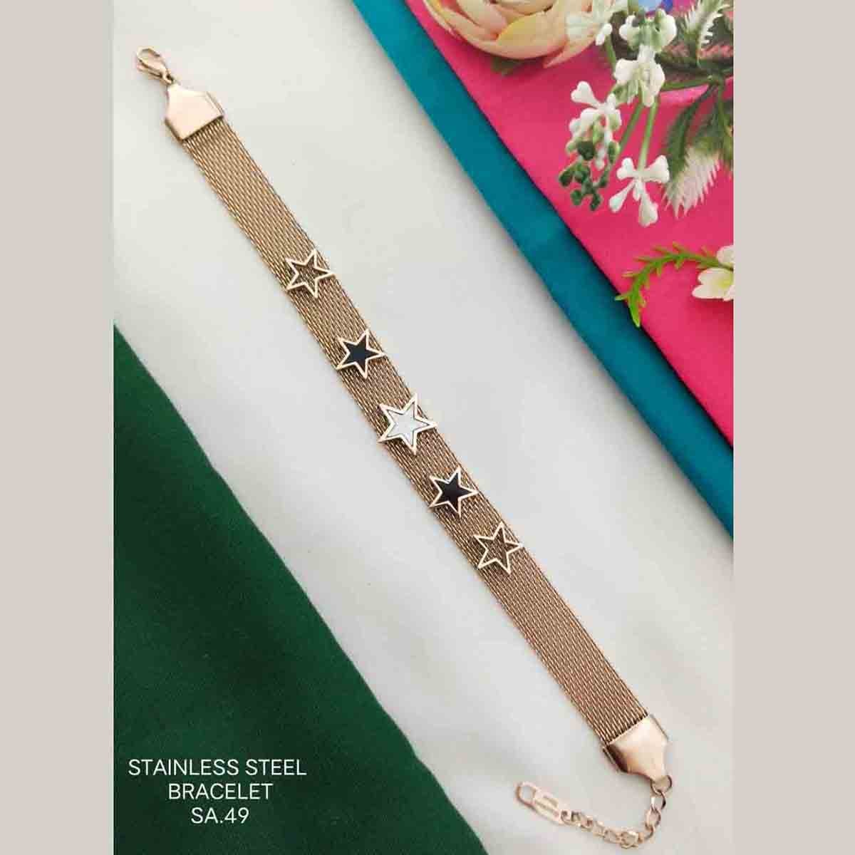 Star White Black Rose Gold Stainless Steel Bracelet Women Bulk