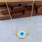 Hexagon Evil Eye White Necklace Pendant Chain For Women Bulk