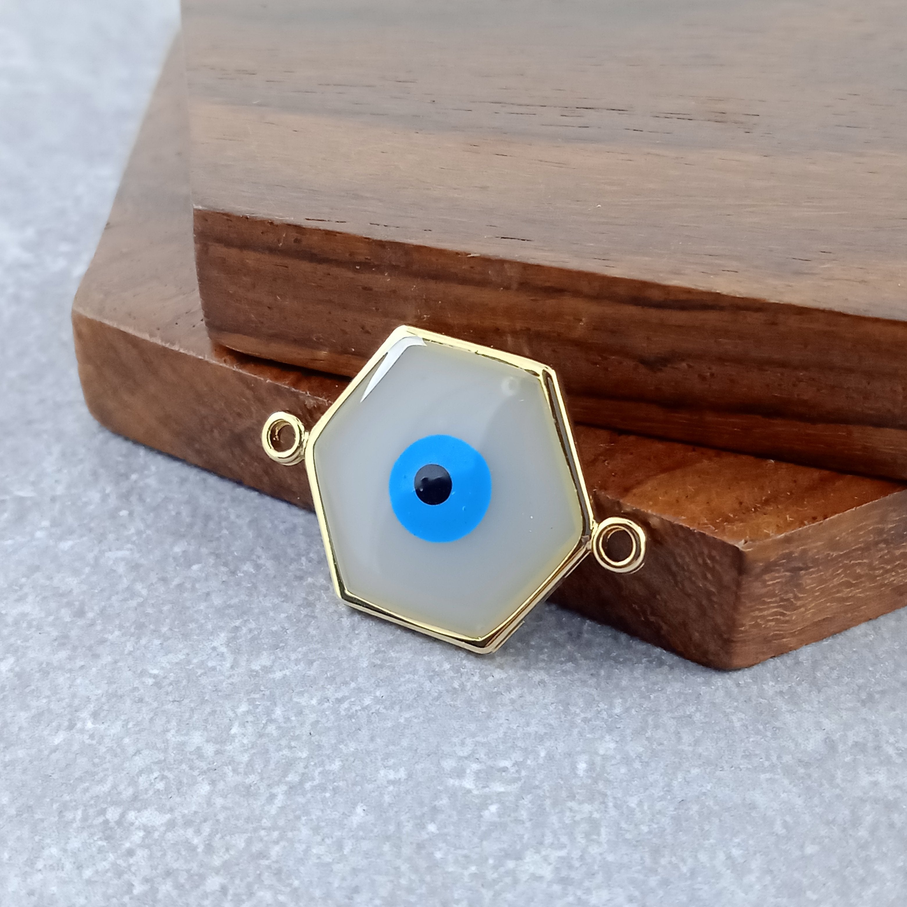 Hexagon Evil Eye White Necklace Pendant Chain For Women Bulk