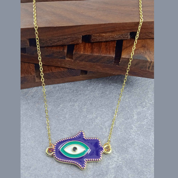 Hamsa Evil Eye Dark Blue Green Gold Necklace Pendant Chain Women Bulk Main image