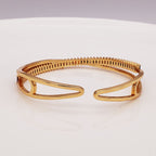 Rainbow Baguette Multi Gold Copper CZ Crystal Cuff Kada Bangle Bulk