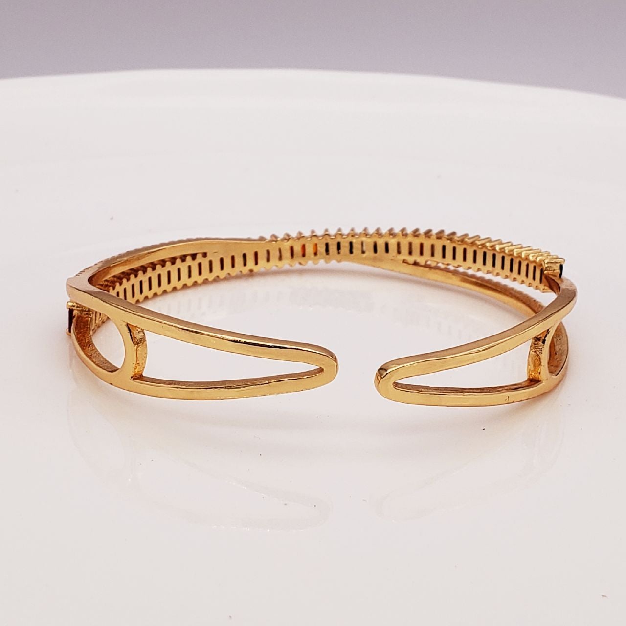 Rainbow Baguette Multi Gold Copper CZ Crystal Cuff Kada Bangle Bulk