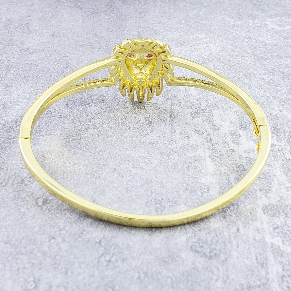 Lion Head Green Crystal Cubic Zirconia Openable Cuff Kada Bangle Bulk