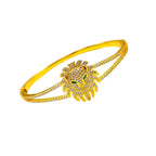 Lion Head Green Crystal Cubic Zirconia Openable Cuff Kada Bangle Bulk