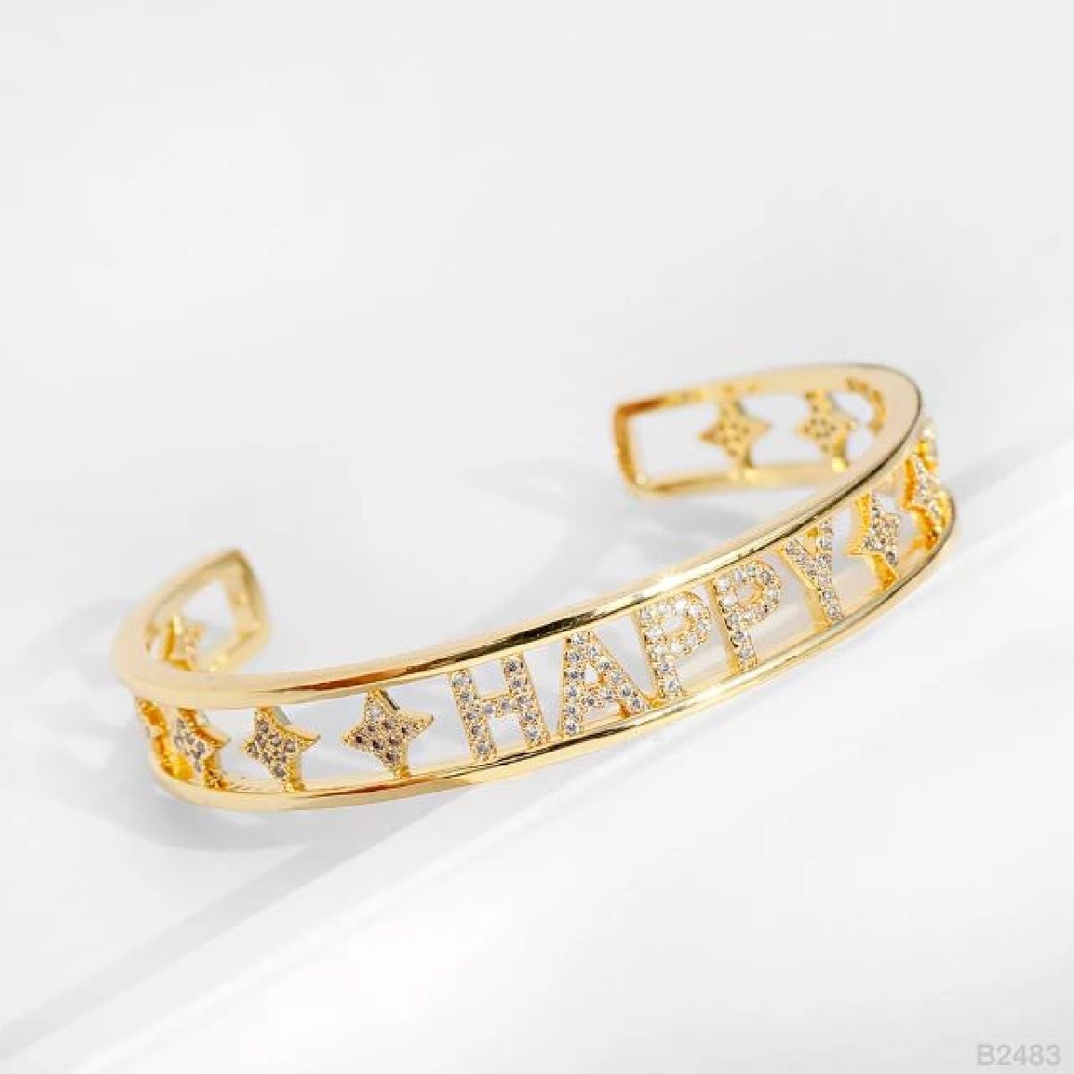 Happy Cubic Zirconia Gold Copper Bangle Kada Cuff For Women Bulk