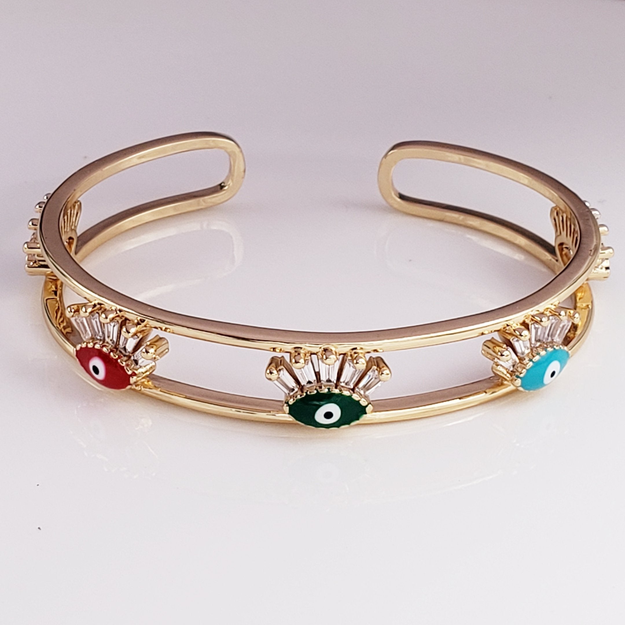 Evil Eye Eyelash Gold Copper Cuff Kada For Women Bulk Main image