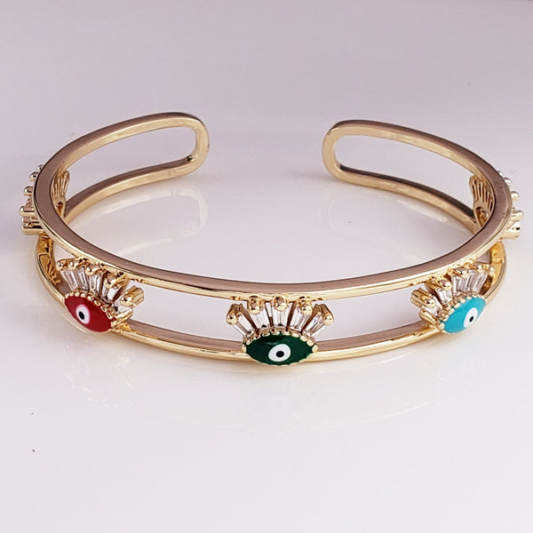 Evil Eye Eyelash Gold Copper Cuff Kada For Women Bulk Main image