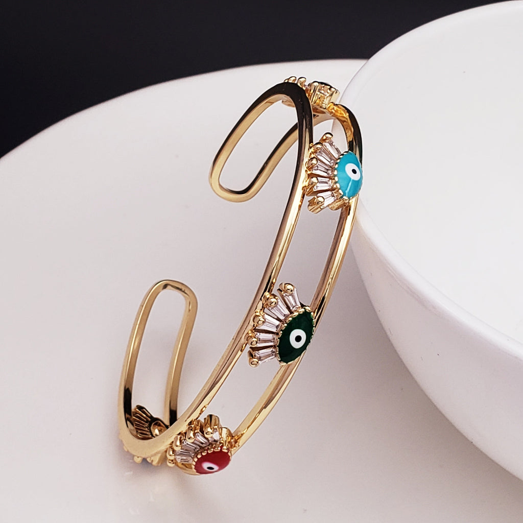 Evil Eye Eyelash Gold Copper Cuff Kada For Women Bulk