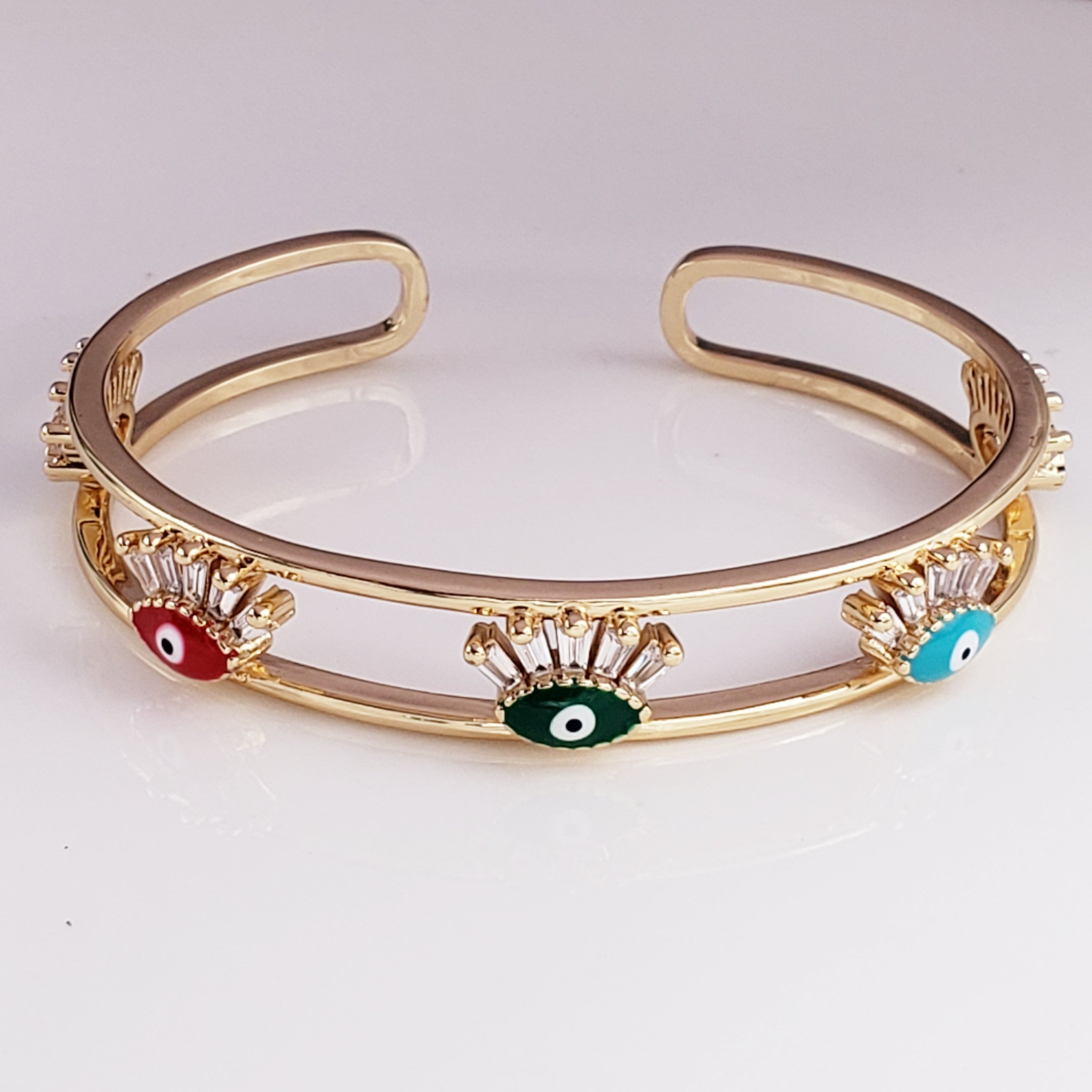 Evil Eye Eyelash Gold Copper Cuff Kada For Women Bulk