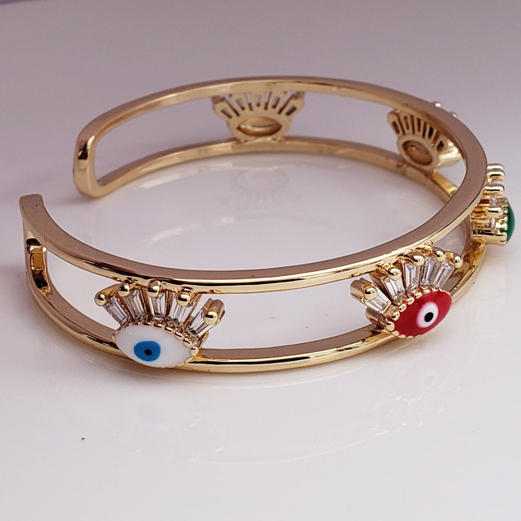 Evil Eye Eyelash Gold Copper Cuff Kada For Women Bulk