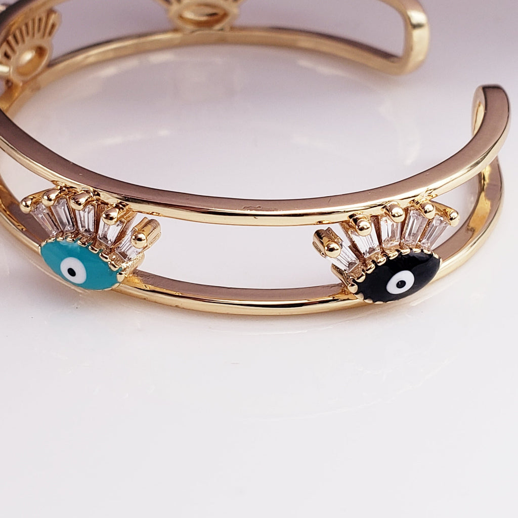 Evil Eye Eyelash Gold Copper Cuff Kada For Women Bulk