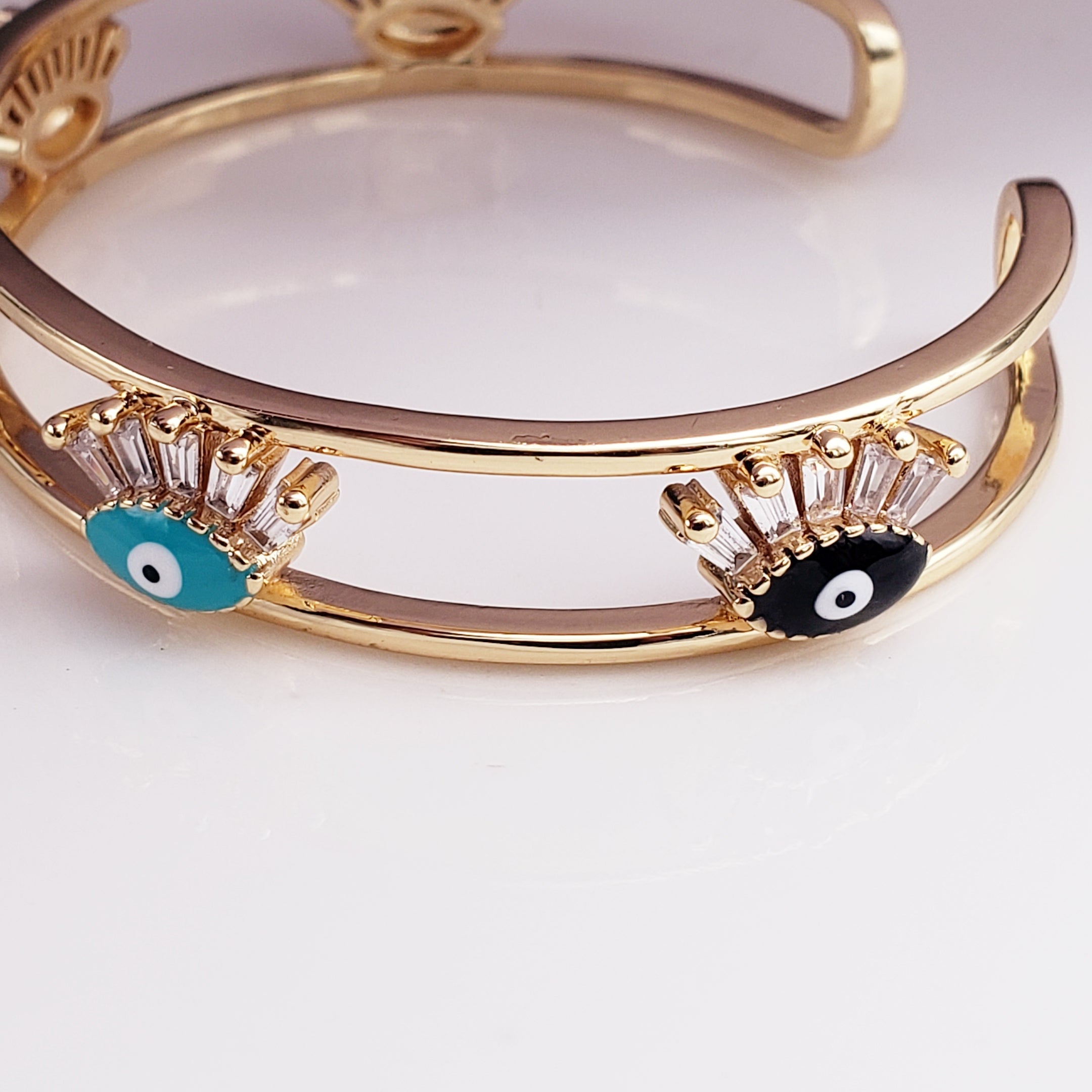 Evil Eye Eyelash Gold Copper Cuff Kada For Women Bulk