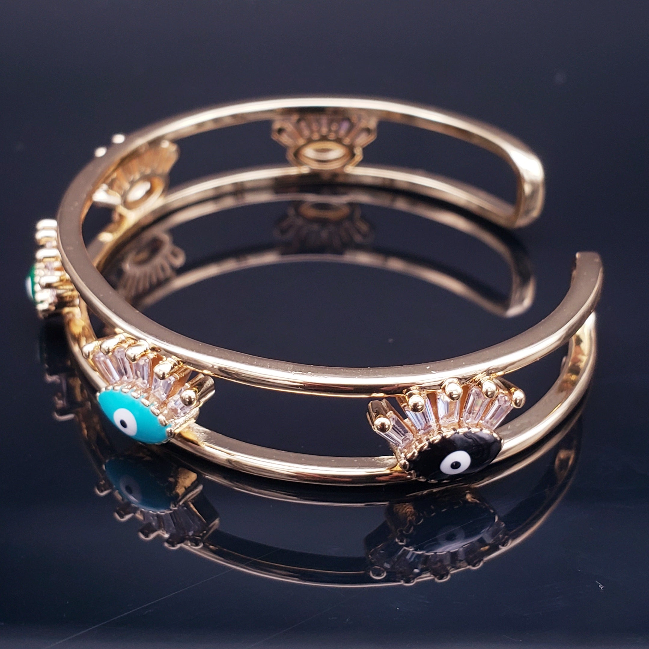 Evil Eye Eyelash Gold Copper Cuff Kada For Women Bulk
