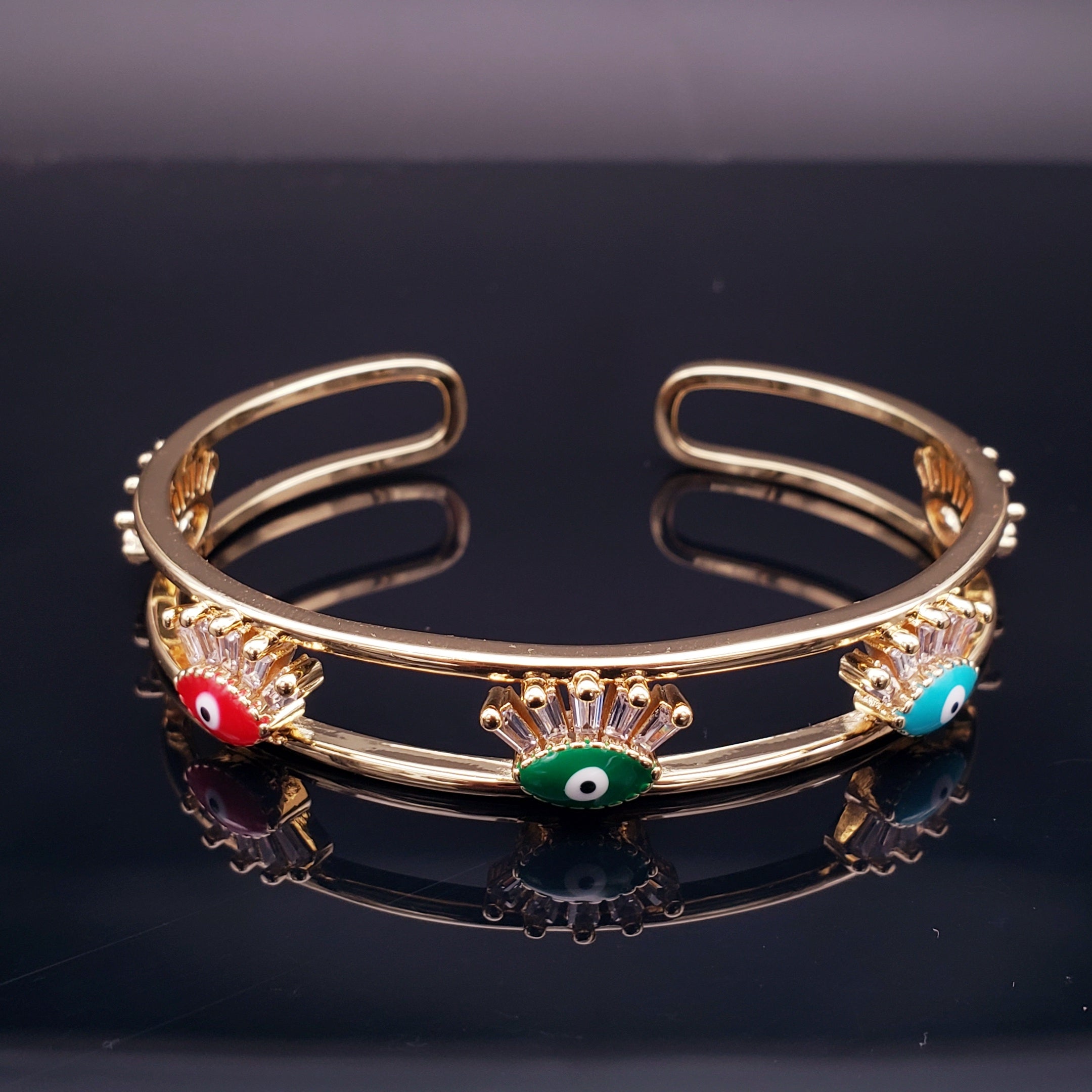 Evil Eye Eyelash Gold Copper Cuff Kada For Women Bulk