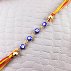 Evil Eye Gold Blue Enamel Thread Rakhi For Men Bulk