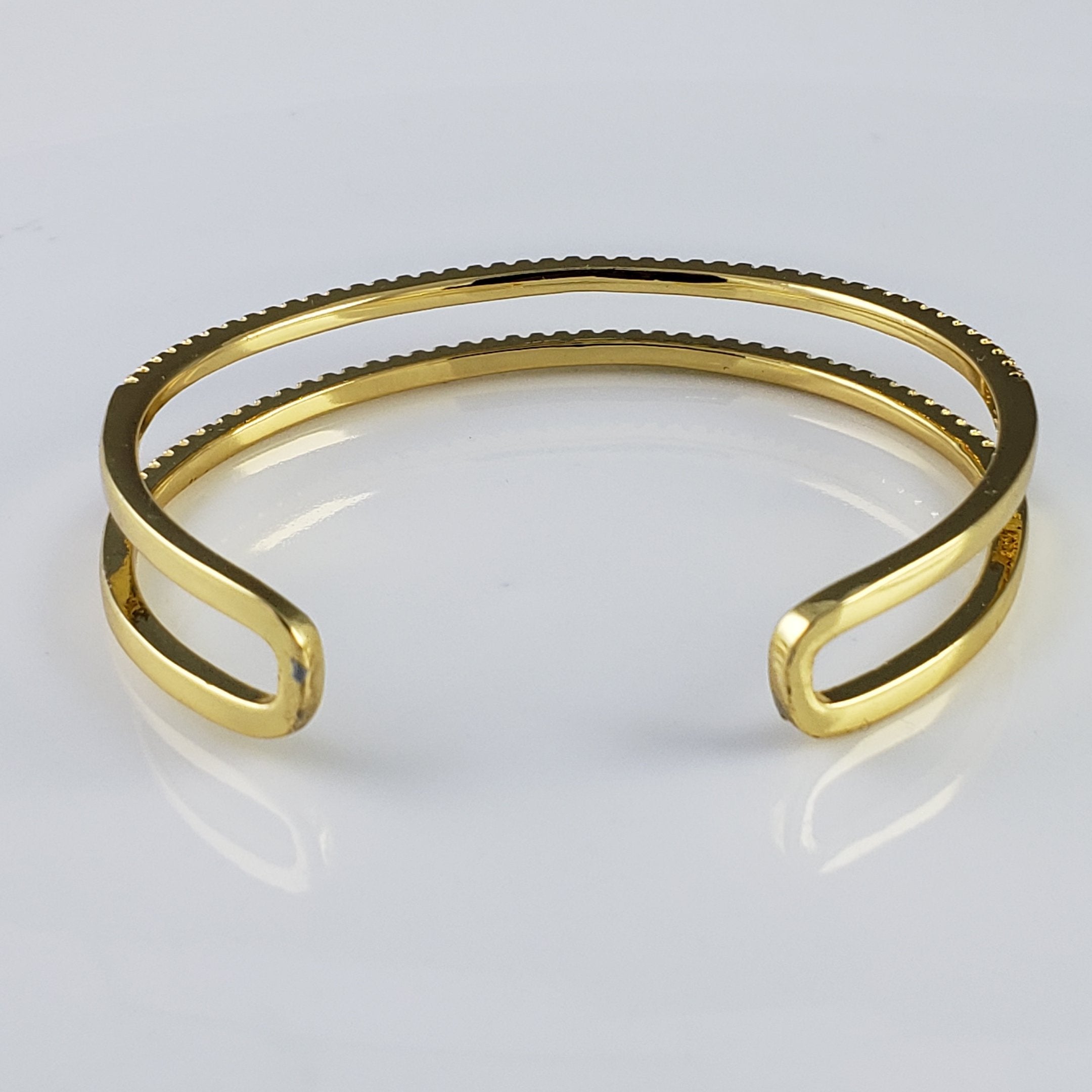 Rainbow Dual Layer Gold Crystal Cubic Zirconia Cuff Kada Bangle Bulk