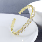 Stylish Gold Baguette Crystal Cubic Zirconia Cuff Kada Bangle Bulk
