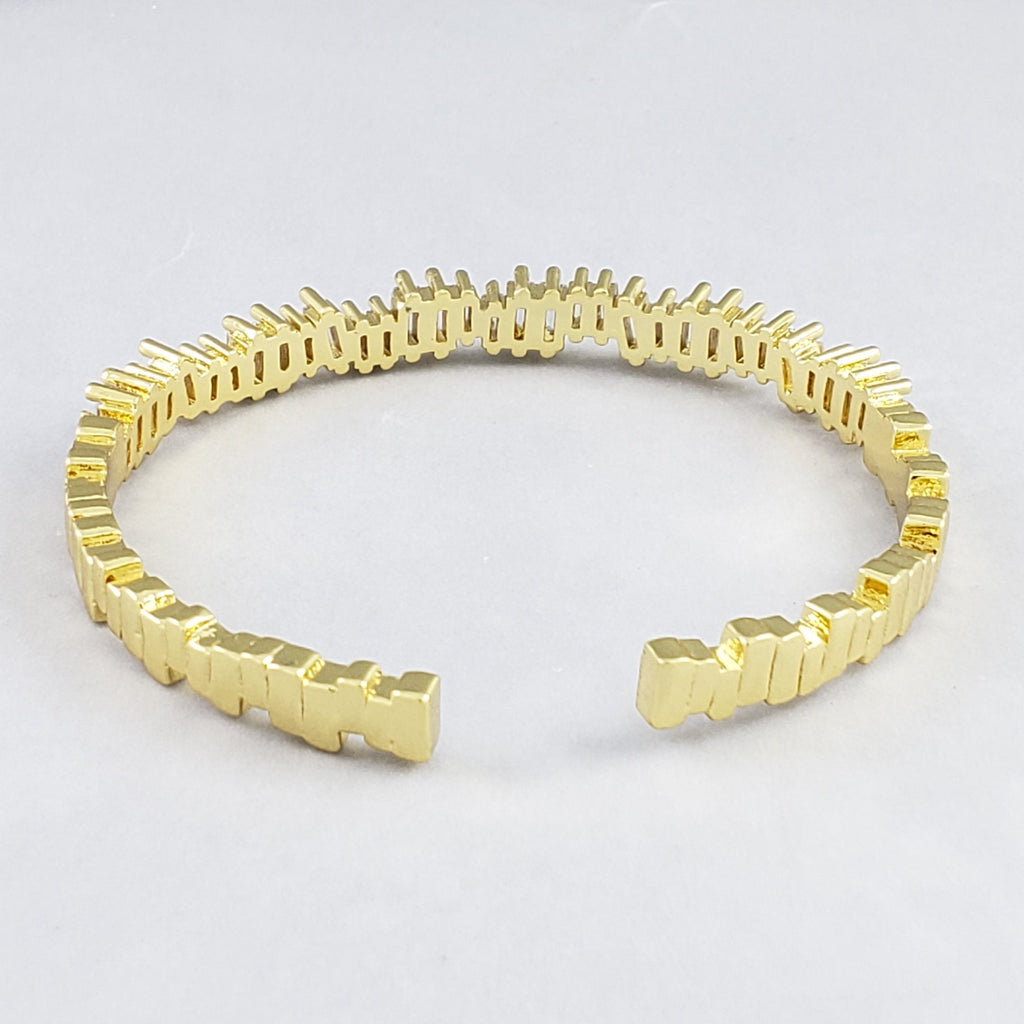 Stylish Gold Baguette Crystal Cubic Zirconia Cuff Kada Bangle Bulk