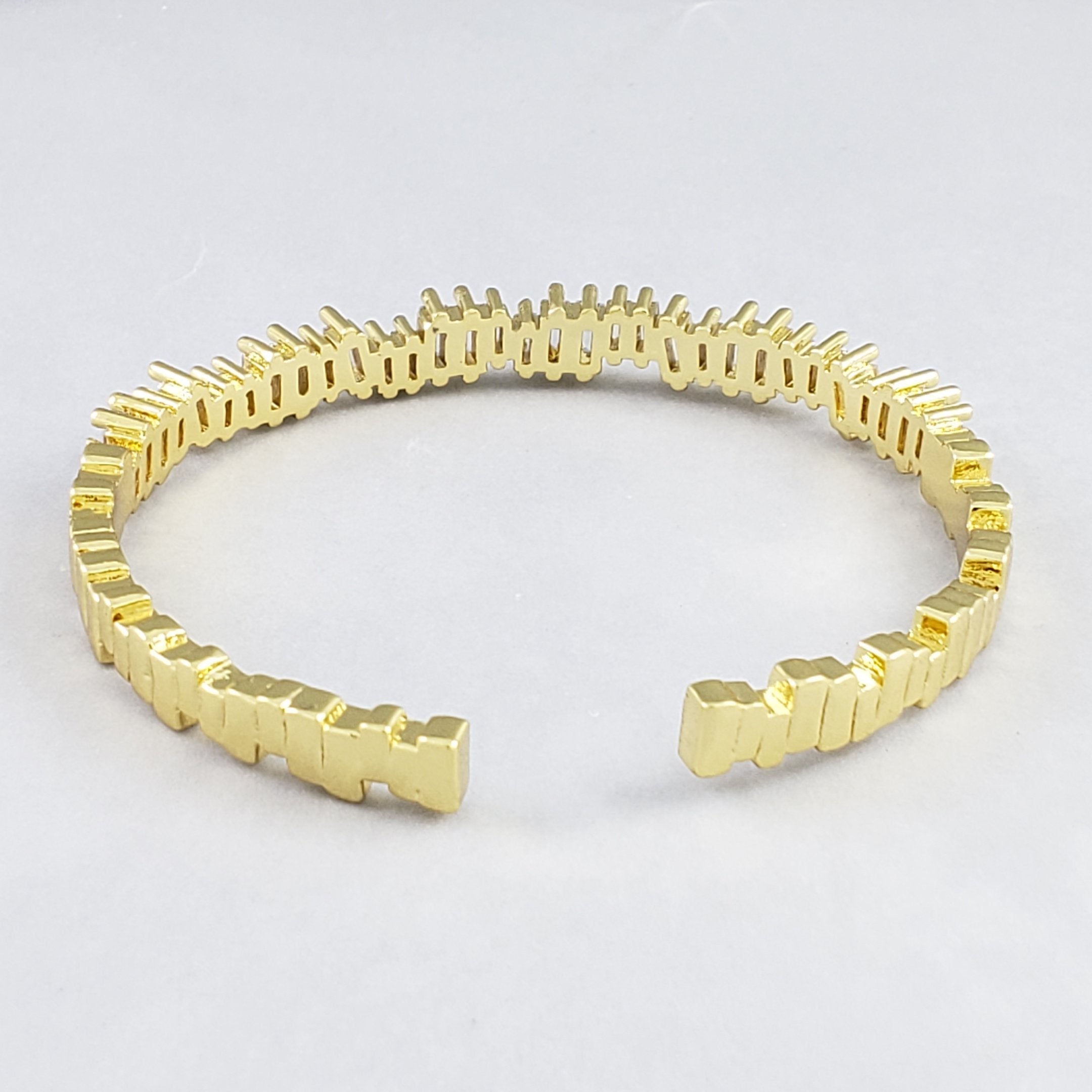 Stylish Gold Baguette Crystal Cubic Zirconia Cuff Kada Bangle Bulk
