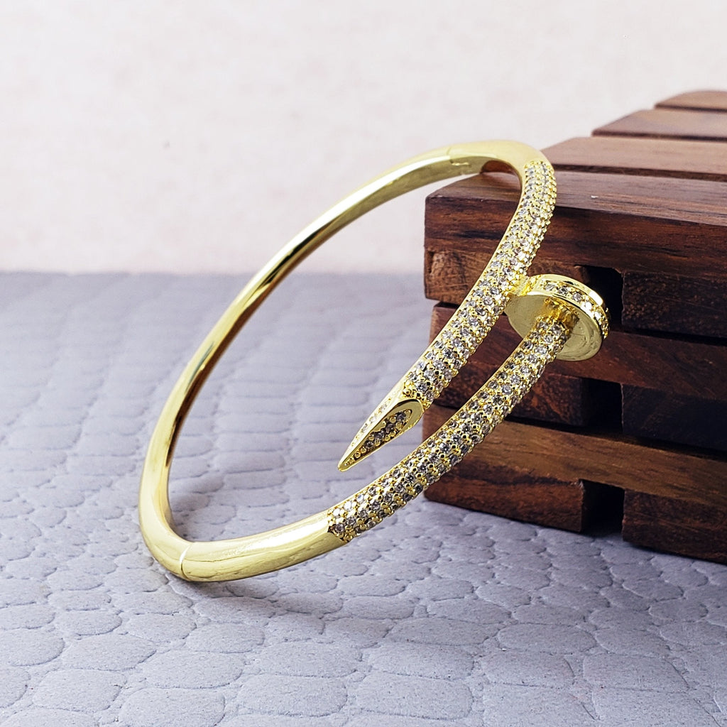 Nail American Diamond Gold Openable Kada Bangle For Women Bulk
