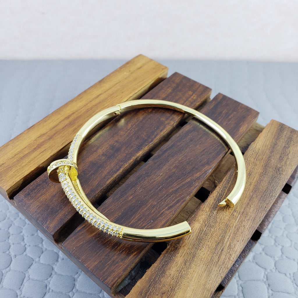 Nail American Diamond Gold Openable Kada Bangle For Women Bulk