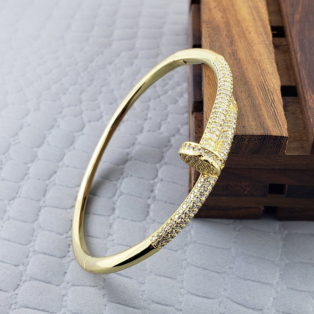 Nail American Diamond Gold Openable Kada Bangle For Women Bulk