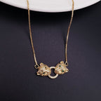 Dual Panther Green Gold Copper CZ Necklace Pendant Chain Bulk