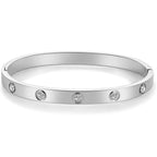 Screw Cubic Zirconia Silver Stainless Steel Openable Kada Women Bulk