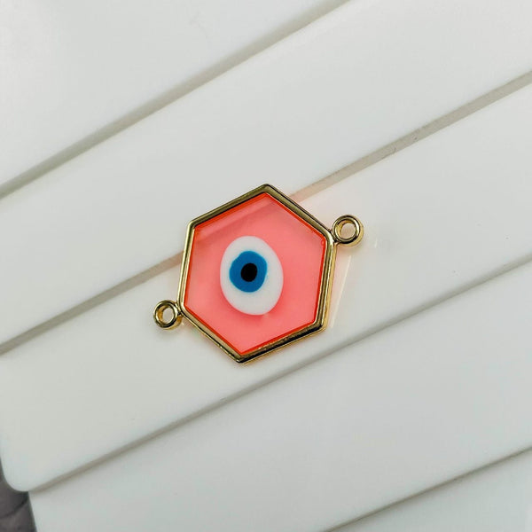 Brass With Pink White Blue Gold Evil Eye Pendant For Women Main image