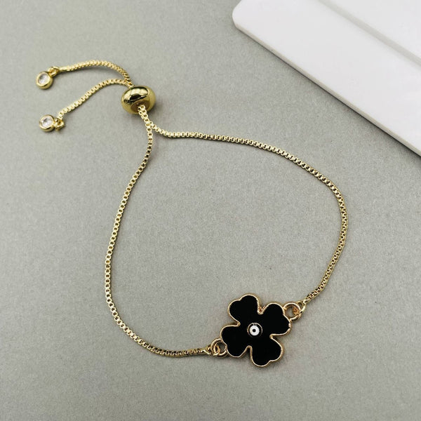 Copper Enamel Black Gold Flower Charms Slider Bracelet Girls Bulk Main image