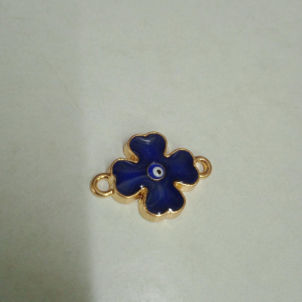 Evil Eye Flower Alloy Enamel Blue Gold Charm For Women Bulk Main image