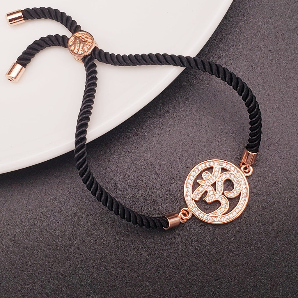 Om Rose Gold American Diamond Copper Thread Bracelet For Women Bulk