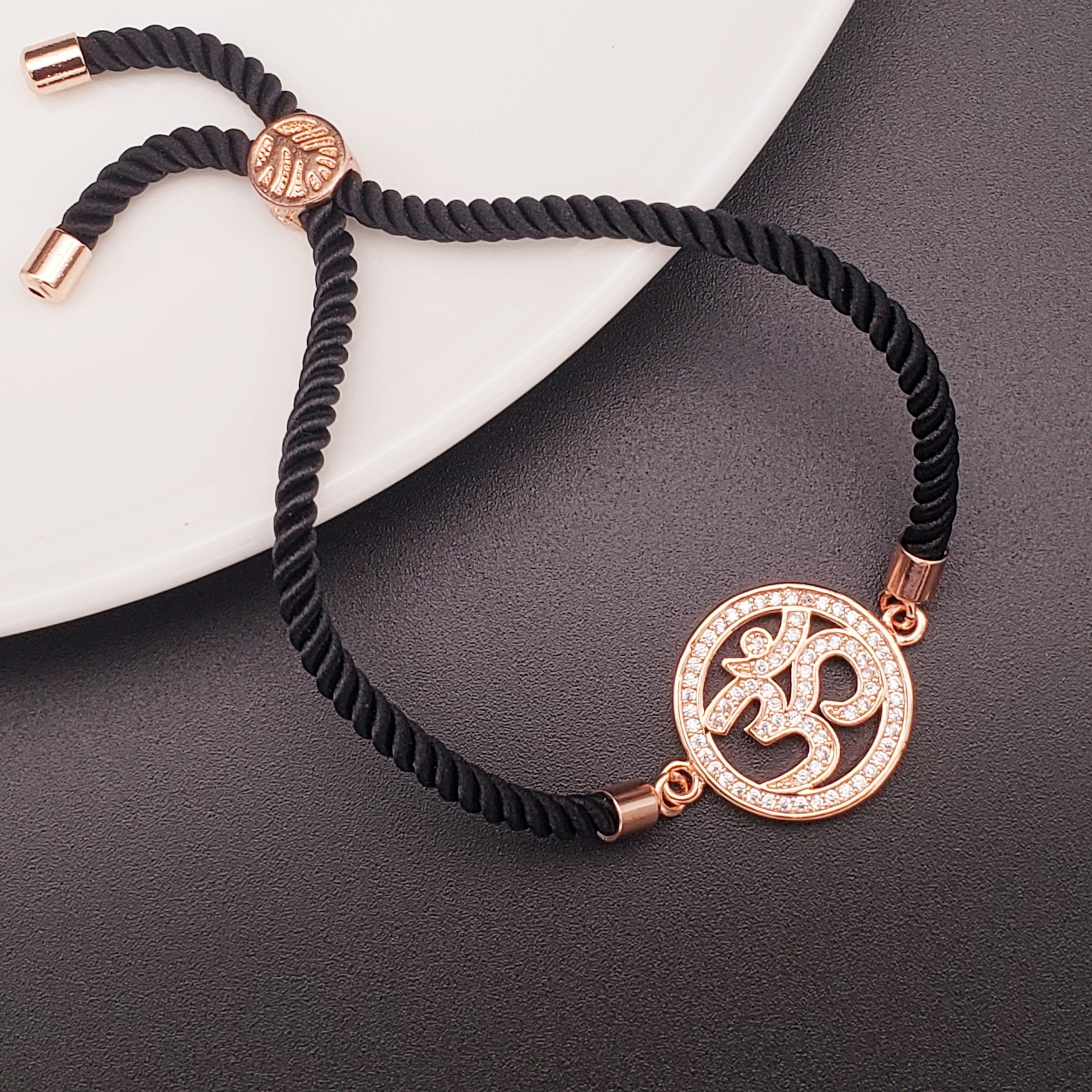 Om Rose Gold American Diamond Copper Thread Bracelet For Women Bulk